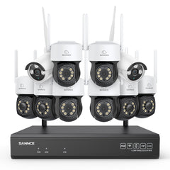 3MP 16-Channel Wireless CCTV PT & Bullet Camera System, 8MP NVR, 3MP Pan & Tilt WiFi IP Cameras, Audio Recording, AI Human Detection, Work With Alexa (8xPT Camera, 2xBullet Camera and 8MP 16CH NVR)