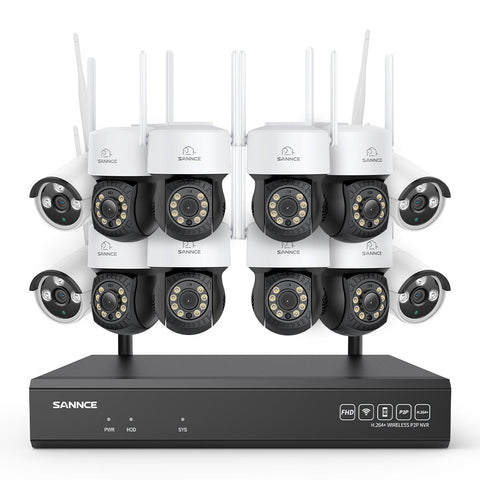 5MP 16-Channel Wireless CCTV PT Camera System, 8MP NVR, 5MP Pan & Tilt WiFi IP Cameras, Audio Recording, AI Human Detection, Work With Alexa (8xPT Camera, 4xBullet Camera and 8MP 16CH NVR)