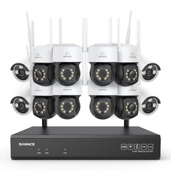 5MP 16-Channel Wireless CCTV PT Camera System, 8MP NVR, 5MP Pan & Tilt WiFi IP Cameras, Audio Recording, AI Human Detection, Work With Alexa (8xPT Camera, 4xBullet Camera and 8MP 16CH NVR)