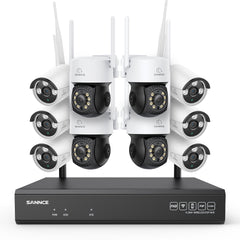 3MP 16-Channel Wireless CCTV PT & Bullet Camera System, 8MP NVR, 3MP Pan & Tilt WiFi IP Cameras, Audio Recording, AI Human Detection, Work With Alexa (4xPT Camera, 6xBullet Camera and 8MP 16CH NVR)