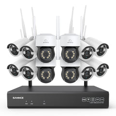 5MP 16-Channel Wireless CCTV PT Camera System, 8MP NVR, 5MP Pan & Tilt WiFi IP Cameras, Audio Recording, AI Human Detection, Work With Alexa (4xPT Camera, 8xBullet Camera and 8MP 16CH NVR)