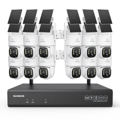 4MP WLAN-Überwachungssystem mit 12 PTZ-Solarkameras & 16-Kanal 8MP NVR, Wi-Fi 6, KI + PIR, 8000-mAh-Akku, Farbnachtsicht, Zwei-Wege-Audio