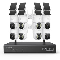 4MP WLAN-Überwachungssystem mit 8 PTZ-Solarkameras & 16-Kanal 8MP NVR, Wi-Fi 6, KI + PIR, 8000-mAh-Akku, Farbnachtsicht, Zwei-Wege-Audio