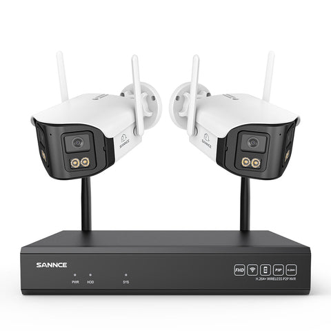 4MP 16-Channel Wireless Security Camera System, 8MP NVR, 2PCS Dual-Lens WiFi Cameras, 170° Wide View, Color Night Vision, AI Detection, Alexa