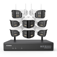 4MP 16-Channel Wireless Security Camera System, 8MP NVR, 8PCS Dual-Lens WiFi Cameras, 170° Wide View, Color Night Vision, AI Detection, Alexa