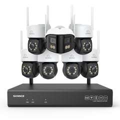 5MP 16-Channel Wireless CCTV System, 8MP NVR, PT WiFi Cameras, AI Audio, Human Detection, Work With Alexa (6xPT Cameras + 1x4MP Dual-Lens Wide-Angle Camera)