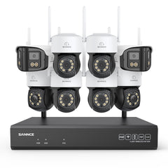 5MP 16-Channel Wireless CCTV System, 8MP NVR, PT WiFi Cameras, AI Audio, Human Detection, Work With Alexa (6xPT Cameras + 2x4MP Dual-Lens Wide-Angle Camera)