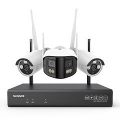 5MP 16-Channel Wireless CCTV System, 8MP NVR, WiFi IP Cameras, AI Audio, Human Detection, Works with Alexa (1x4MP Dual-Lens Camera + 2x3MP Night Vision Cameras)