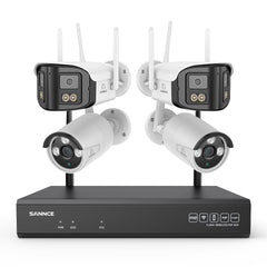 5MP 16-Channel Wireless CCTV System, 8MP NVR, WiFi IP Cameras, AI Audio, Human Detection, Works with Alexa (2x4MP Dual-Lens Camera + 2x3MP Night Vision Cameras)