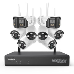 5MP 16-Channel Wireless CCTV System, 8MP NVR, WiFi IP Cameras, AI Audio, Human Detection, Works with Alexa (2x4MP Dual-Lens Camera + 6x3MP Night Vision Cameras)