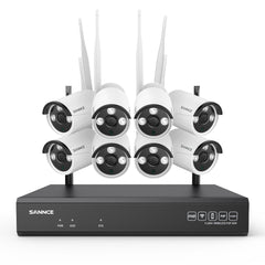 3MP 16-Channel Wireless Security Camera System, 8MP NVR, 3MP WiFi IP Camera, Two-Way Audio, IP66 Waterproof, Smart AI Human Detection, Work With Alexa