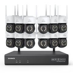 3MP 16-Channel Wireless CCTV PT Camera System, 8MP NVR, 3MP Pan & Tilt 12Pcs WiFi IP Cameras, Audio Recording, AI Human Detection, Work With Alexa