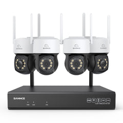 3MP 16-Channel Wireless CCTV PT Camera System, 8MP NVR, 3MP Pan & Tilt 4Pcs WiFi IP Cameras, Audio Recording, AI Human Detection, Work With Alexa