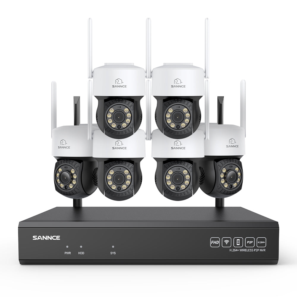 5MP 16-Channel Wireless CCTV PT Camera System, 8MP NVR, 5MP Pan & Tilt 6Pcs WiFi IP Cameras, Audio Recording, AI Human Detection, Work With Alexa