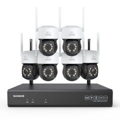 5MP 16-Channel Wireless CCTV PT Camera System, 8MP NVR, 5MP Pan & Tilt 6Pcs WiFi IP Cameras, Audio Recording, AI Human Detection, Work With Alexa