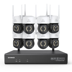 5MP 16-Channel Wireless CCTV PT Camera System, 8MP NVR, 5MP Pan & Tilt 8Pcs WiFi IP Cameras, Audio Recording, AI Human Detection, Work With Alexa