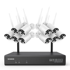 4K 16-Channel Wireless Security Camera System, 8MP NVR, 8MP WiFi 10 Pcs IP Cameras, Two-Way Audio, IP66 Waterproof, Smart AI Human Detection, Work With Alexa