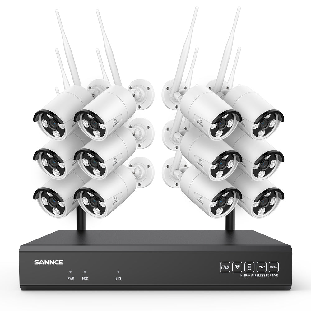 5MP 16-Channel Wireless Security Camera System, 8MP NVR, 5MP WiFi 12 Pcs IP Cameras, Two-Way Audio, IP66 Waterproof, Smart AI Human Detection, Work With Alexa