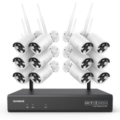 5MP 16-Channel Wireless Security Camera System, 8MP NVR, 5MP WiFi 12 Pcs IP Cameras, Two-Way Audio, IP66 Waterproof, Smart AI Human Detection, Work With Alexa