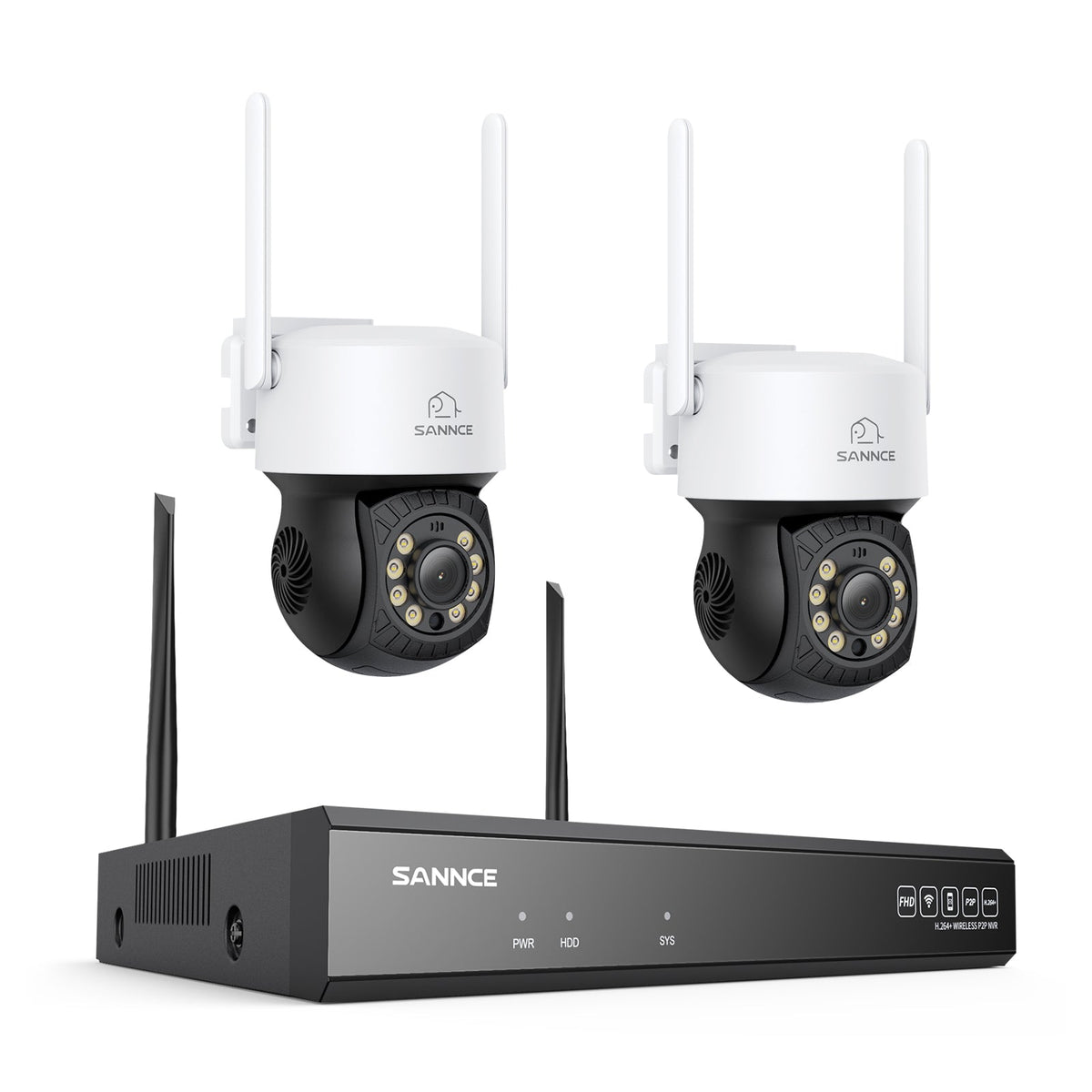 5MP 16-Channel Wireless CCTV PT Camera System, 8MP NVR, 5MP Pan & Tilt 2Pcs WiFi IP Cameras, Audio Recording, AI Human Detection, Work With Alexa