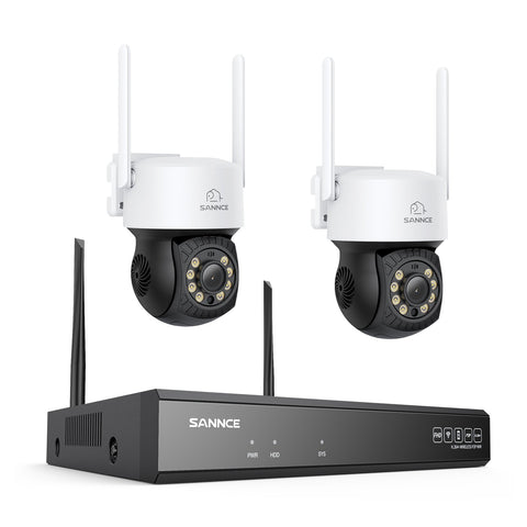 5MP 16-Channel Wireless CCTV PT Camera System, 8MP NVR, 5MP Pan & Tilt 2Pcs WiFi IP Cameras, Audio Recording, AI Human Detection, Work With Alexa