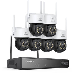 5MP 16-Channel Wireless CCTV PT Camera System, 8MP NVR, 5MP Pan & Tilt 6Pcs WiFi IP Cameras, Audio Recording, AI Human Detection, Work With Alexa