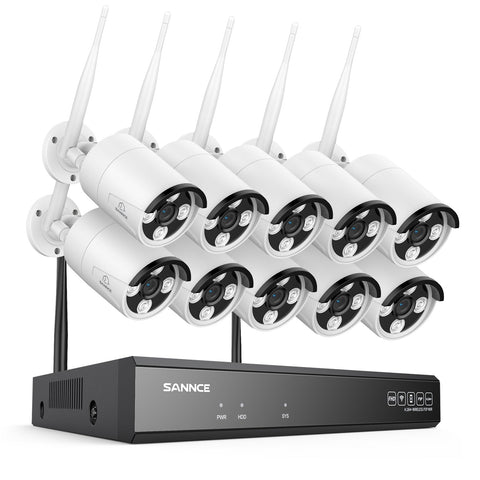 5MP 16-Channel Wireless Security Camera System, 8MP NVR, 5MP WiFi 10 Pcs IP Cameras, Two-Way Audio, IP66 Waterproof, Smart AI Human Detection, Work With Alexa