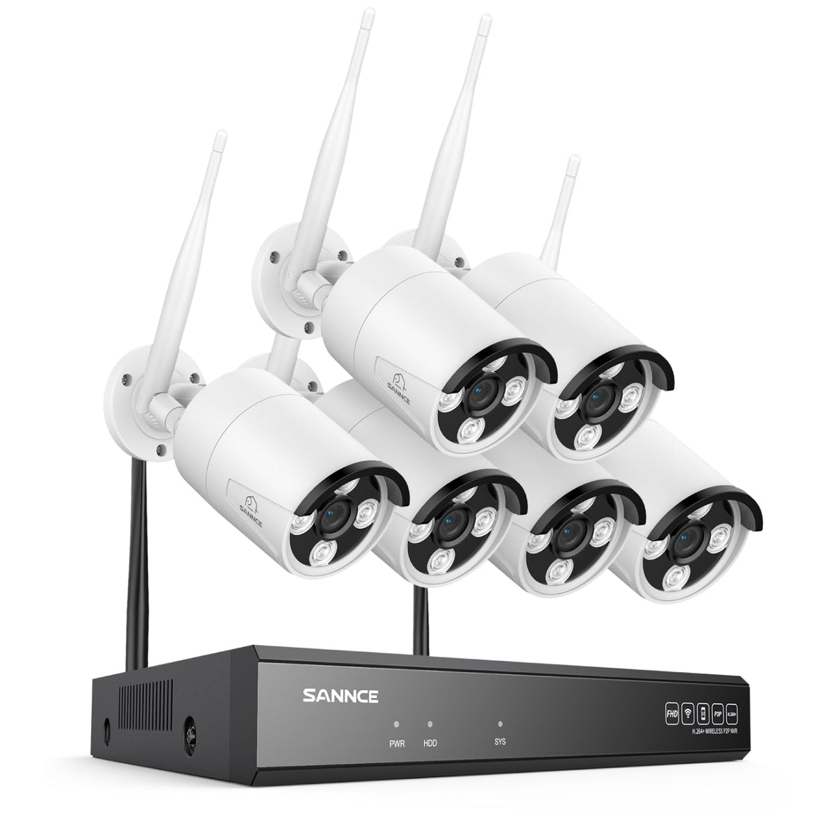3MP 16-Channel Wireless Security Camera System, 8MP NVR, 3MP WiFi 6 Pcs IP Cameras, Two-Way Audio, IP66 Waterproof, Smart AI Human Detection, Work With Alexa