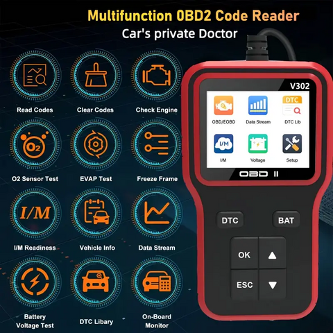 Car Code Reader, OBD2 Car Code Scanner Check Engine Light Fault Code Reader Scanner EOBD CAN Protocols Diagnostic Tool For OBDII Cars Since 1996
