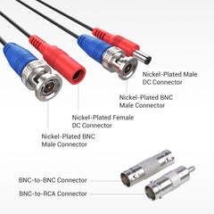 Fire-Rated Black 4-Pack 100 ft All-in-One BNC Video Power Security Camera Cables